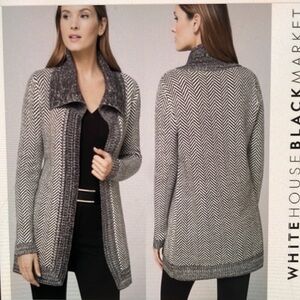 White House Black Market Marl Herringbone Sparkle Cardigan Women’s Small